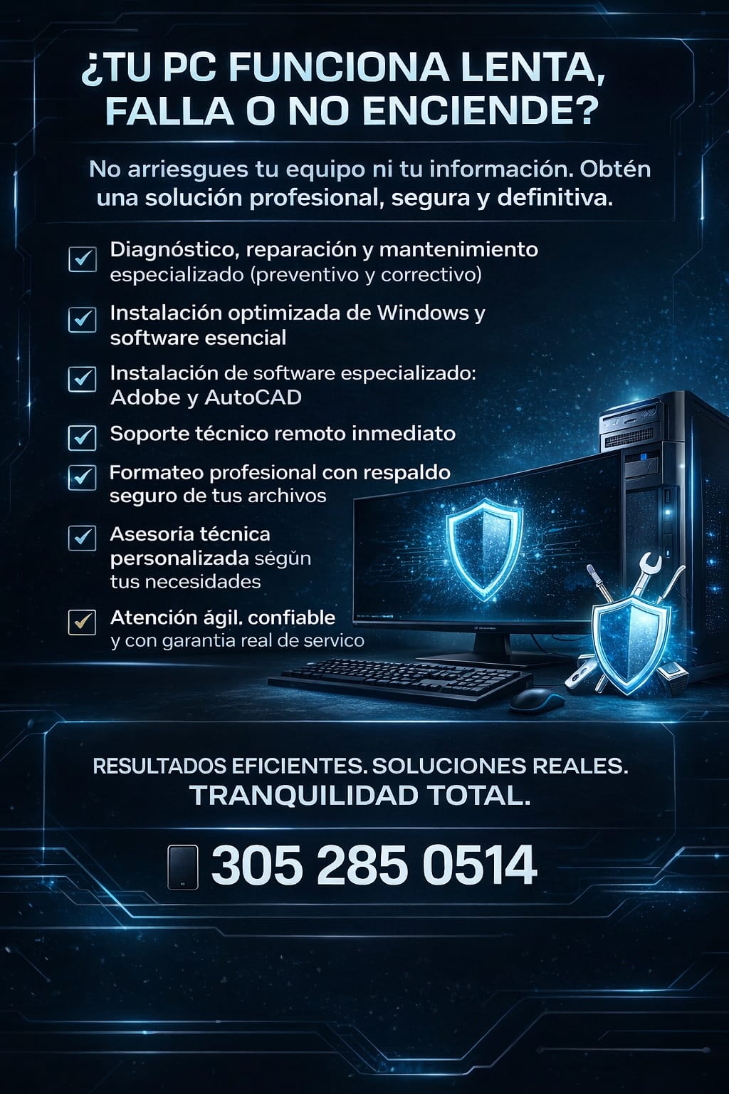 Soporte técnico especializado para PC, mantenimiento y reparación de hardware y software